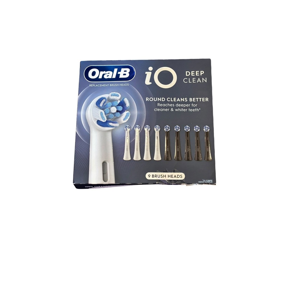 Oral-B iO Deep Clean Replacement Brush Heads 9 Count Black/White imperfect Box